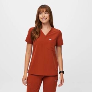 FIGS Burnt Orange Scrub Top